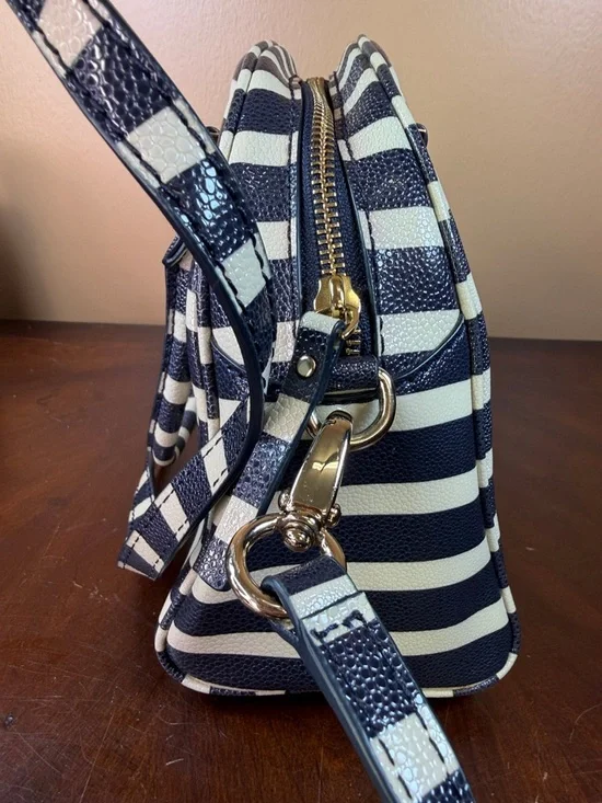 kate spade Black and Cream Striped Dome Satchel - Picture 2 of 10